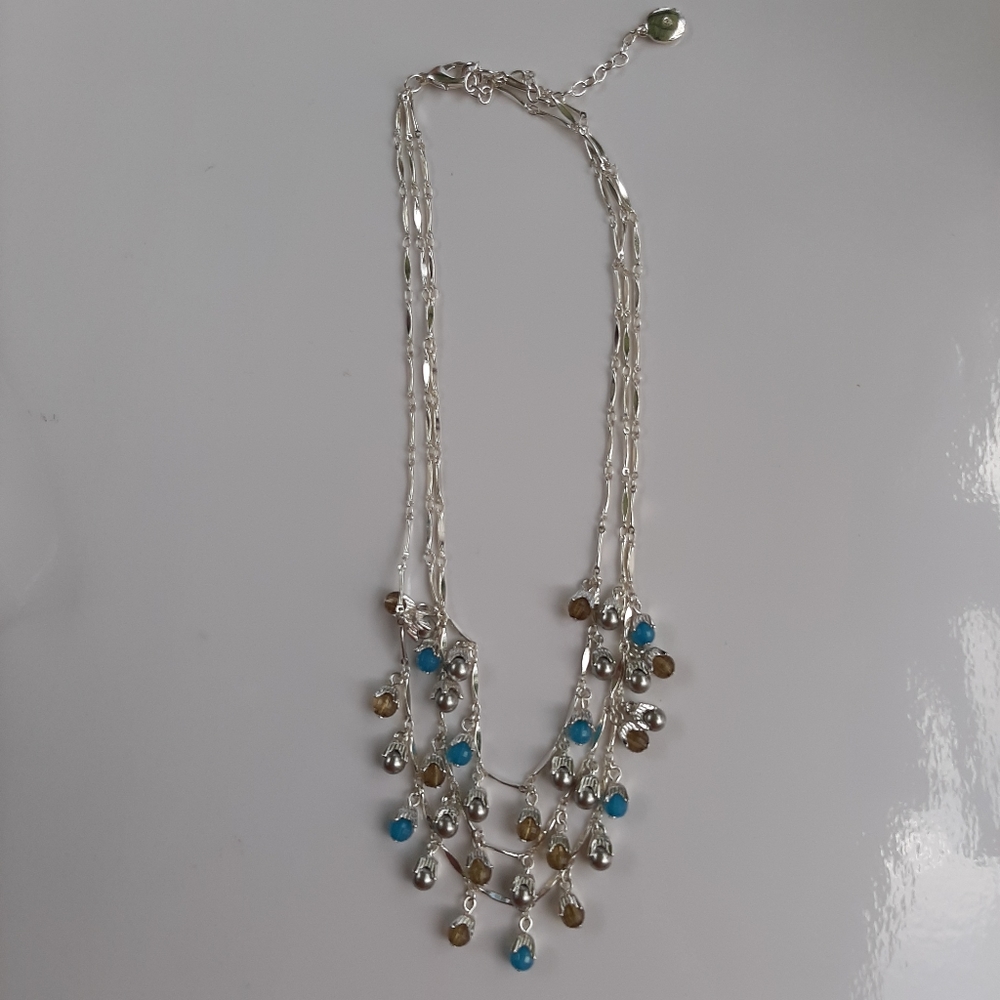 Jones NY Silver 3 Tier Necklace